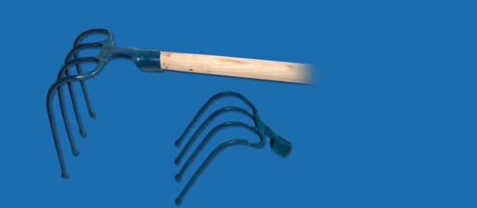 <transcy>10142M - 4-tooth curved fork with pellets w / handle 22x20x140</transcy>