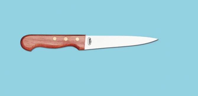 <transcy>8156 - Curved edge scanno knife with wooden handle 14 cm</transcy>